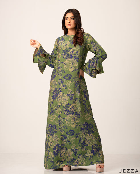 Elegant Printed Polyester A-Line Dress 61271